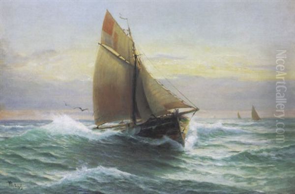 Fishing Boats Oil Painting by William Frederick Ritschel