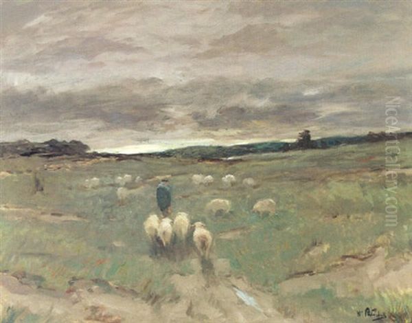 And He Shall Call His Flock (homeward Bound) Oil Painting by William Frederick Ritschel