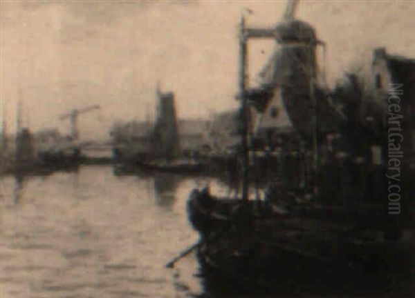 Dutch Harbor Oil Painting by William Frederick Ritschel