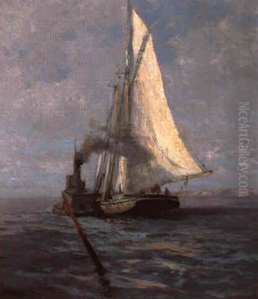 Two Boats Along The Bay Oil Painting by William Frederick Ritschel