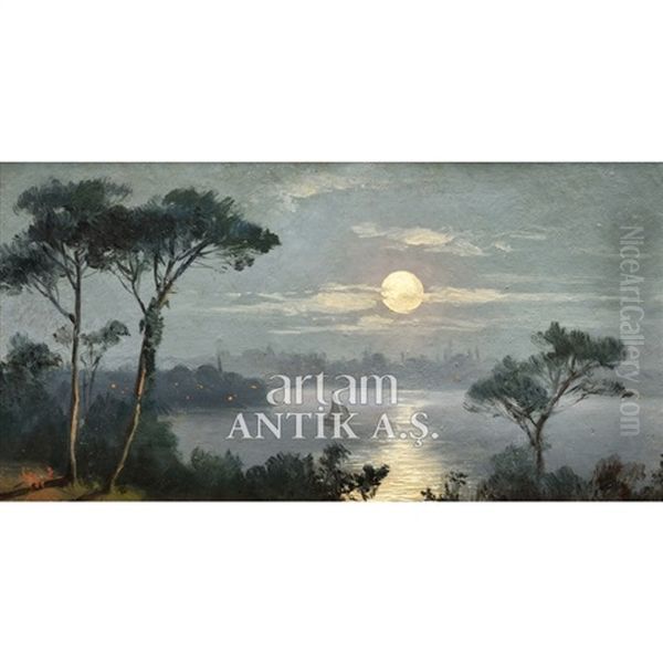 Peyzaj Oil Painting by Hoca Ali Riza