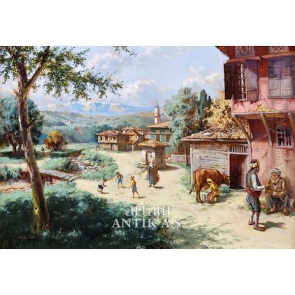 Koy Meydani Oil Painting by Hoca Ali Riza