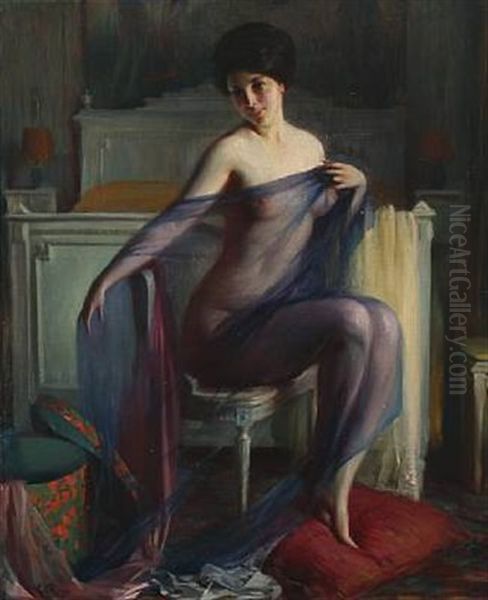 Model Oil Painting by Emilio Rizzi