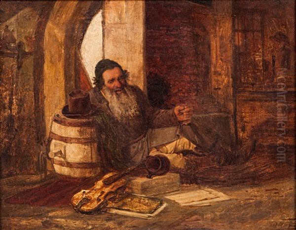 The Street Musician Oil Painting by Alexander Rizzoni