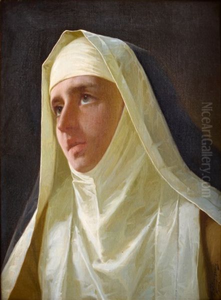 A Nun Oil Painting by Alexander Rizzoni