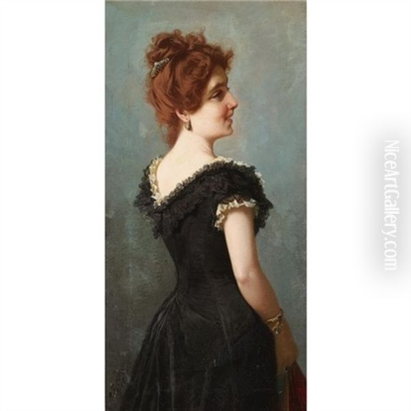 Portrait Of An Elegant Lady Oil Painting by Alexander Rizzoni