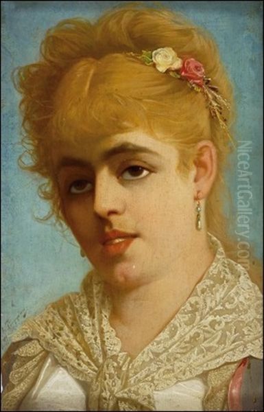 Kukkia Hiuksissa Oil Painting by Alexander Rizzoni