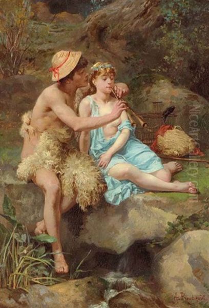 Arcadia Oil Painting by Alcide Theophile Robaudi