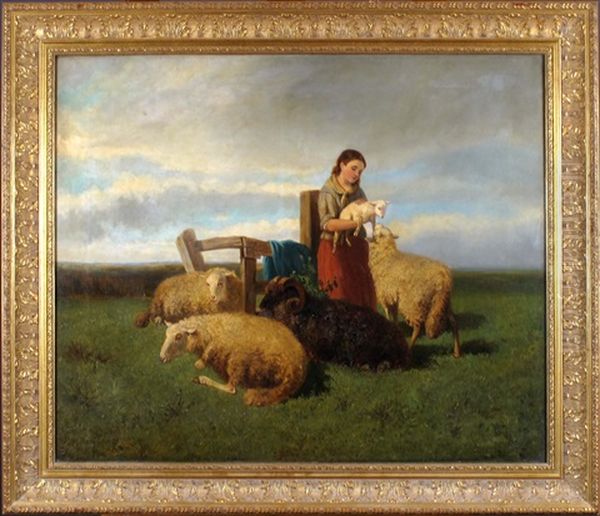 La Petite Bergere Oil Painting by Louis Marie Dominique Romain Robbe