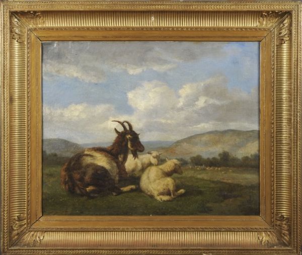 Chevre Et Moutons Oil Painting by Louis Marie Dominique Romain Robbe