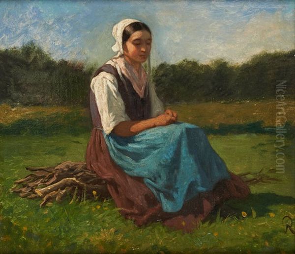 Repos De La Fagotiere Oil Painting by Louis Marie Dominique Romain Robbe