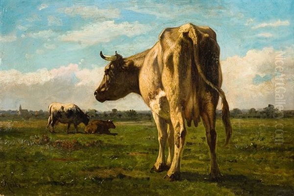 Vaches Dans Un Paysage Oil Painting by Louis Marie Dominique Romain Robbe