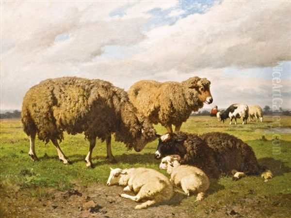 Legeleszo Birkak Oil Painting by Louis Marie Dominique Romain Robbe