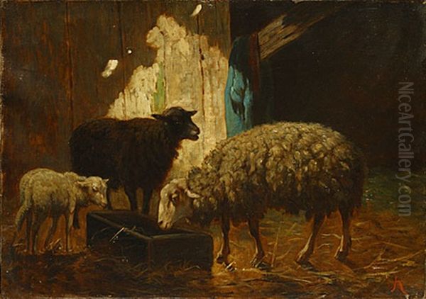 Schapen Oil Painting by Louis Marie Dominique Romain Robbe