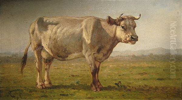 Koe Oil Painting by Louis Marie Dominique Romain Robbe