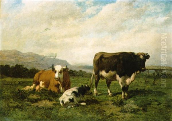Landschap Met Koeien Oil Painting by Louis Marie Dominique Romain Robbe