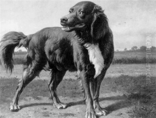 The Gun Dog Oil Painting by Louis Marie Dominique Romain Robbe