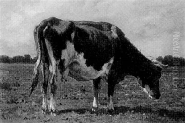 Kuh Auf Der Weide Oil Painting by Louis Marie Dominique Romain Robbe