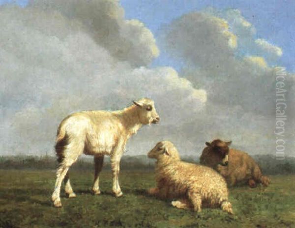 Landschap Met Geiten Oil Painting by Louis Marie Dominique Romain Robbe