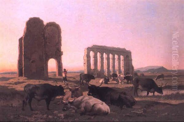 La Campagna Romana Oil Painting by Louis Marie Dominique Romain Robbe
