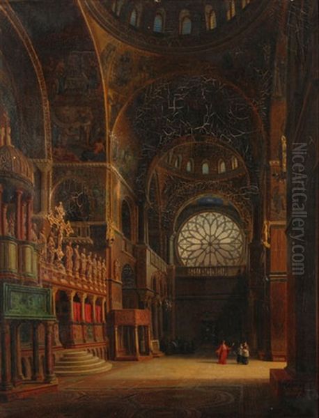 Das Innere Der Basilika San Marco In Venedig Oil Painting by Aurele Robert