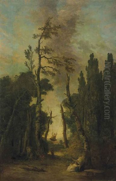 L'escarpolette Oil Painting by Hubert Robert
