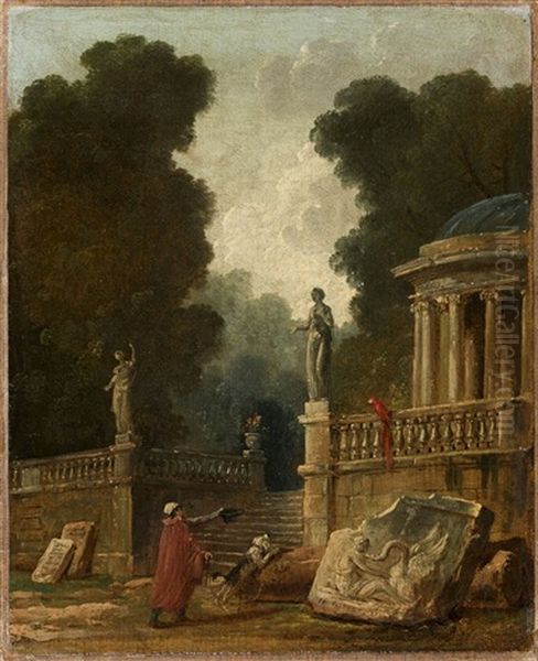 Le Mendiant Et Le Perroquet Oil Painting by Hubert Robert