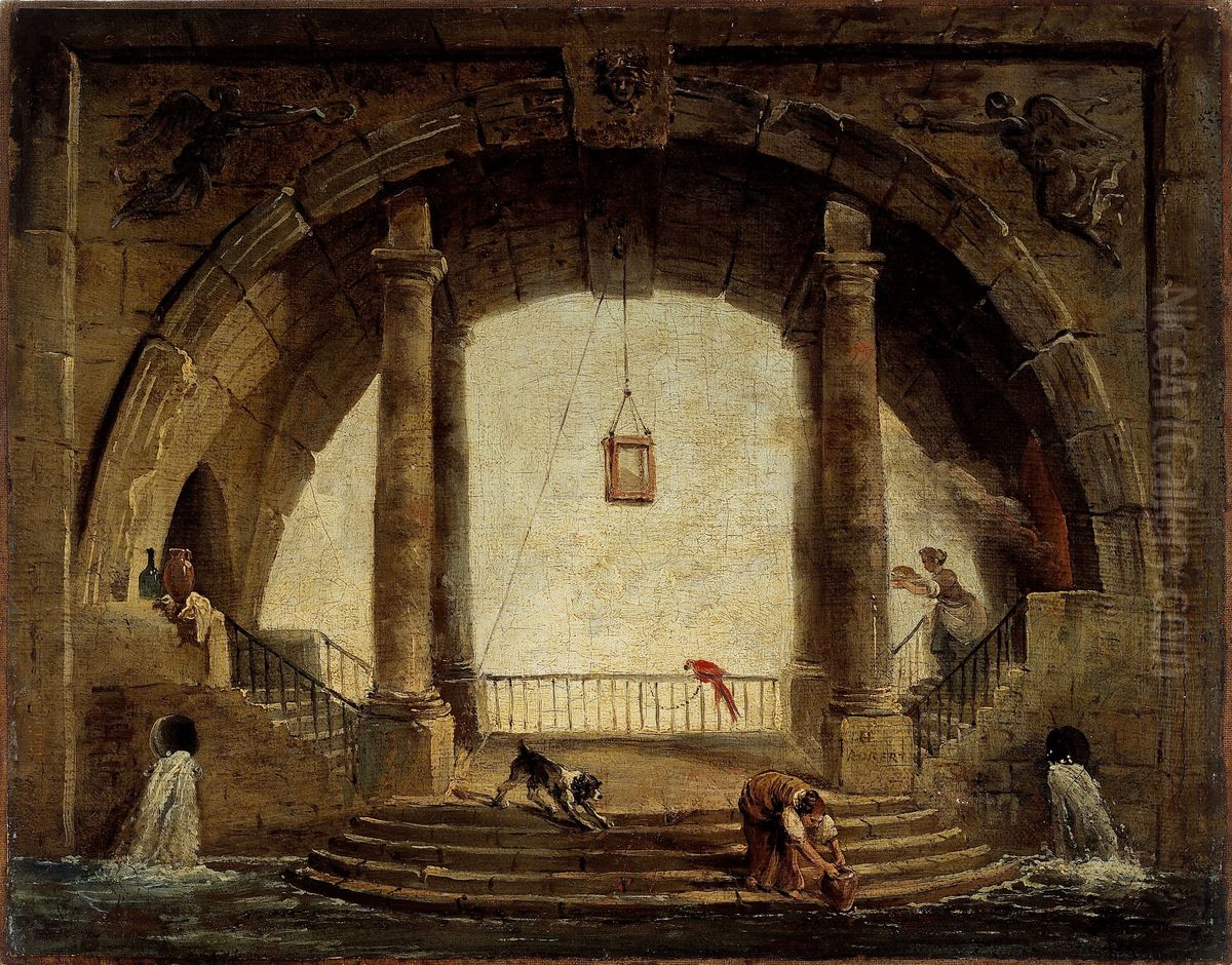 La Fontaine Oil Painting by Hubert Robert