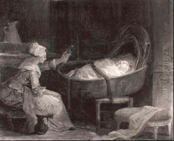 L'heuresue Mere Oil Painting by Hubert Robert