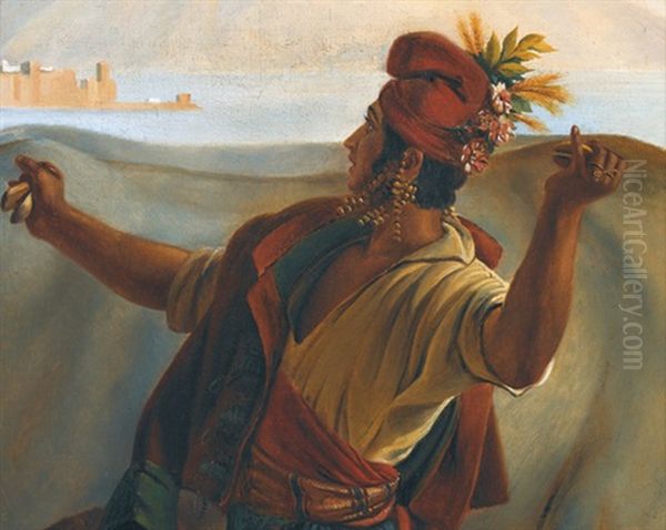 Romischer Tanzer Mit Kastagnetten Oil Painting by Leopold-Louis Robert