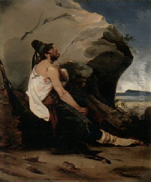 Verwundeter Brigant Oil Painting by Leopold-Louis Robert