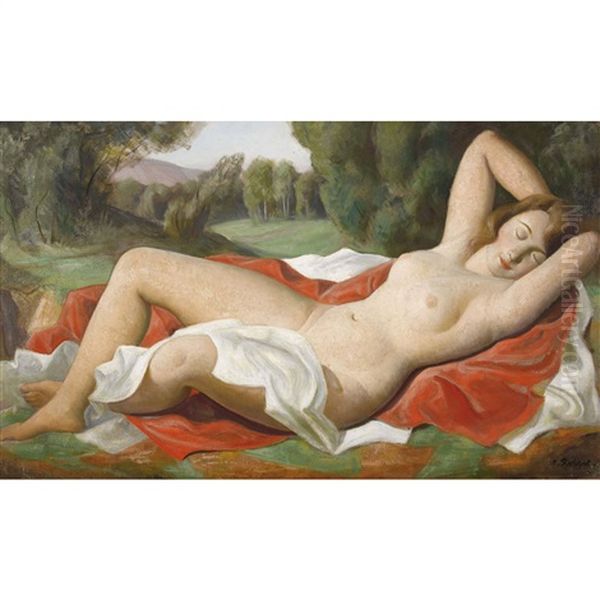 Baigneuse Endormie Oil Painting by Paul Theophile Robert