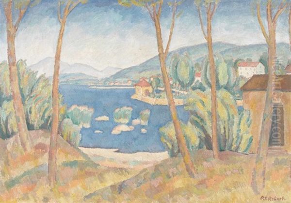 Bord Du Lac De Neuchatel Oil Painting by Paul Theophile Robert