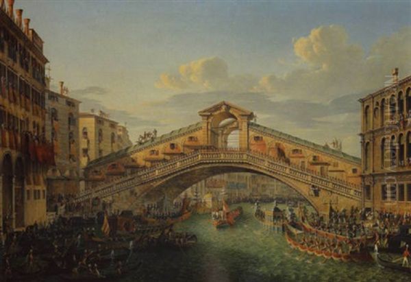 Einzug Kaiser Franz I Von Osterreich In Venedig Oil Painting by Robert Roberti