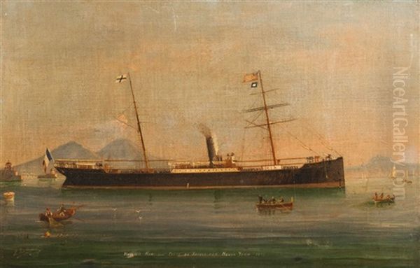 Le Depart Du Massilia En Baie De Naples Pour New York Oil Painting by Luigi Roberto