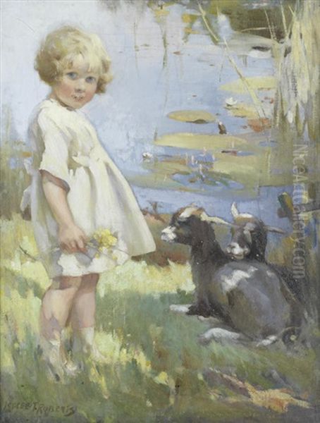 Picking Daffodils Oil Painting by Lancelot Roberts