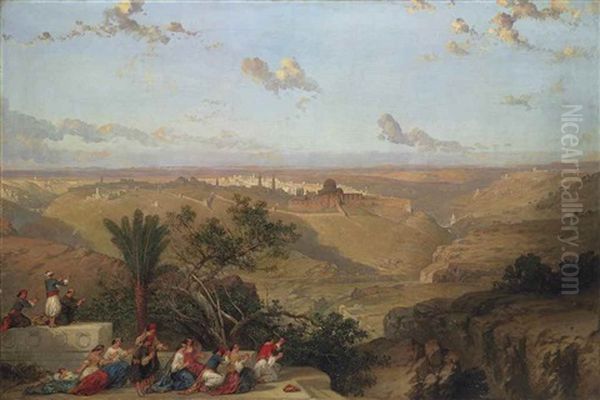 Jerusalem, From The South Oil Painting by David Roberts