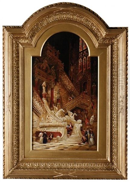 Bruges Cathedral Oil Painting by David Roberts