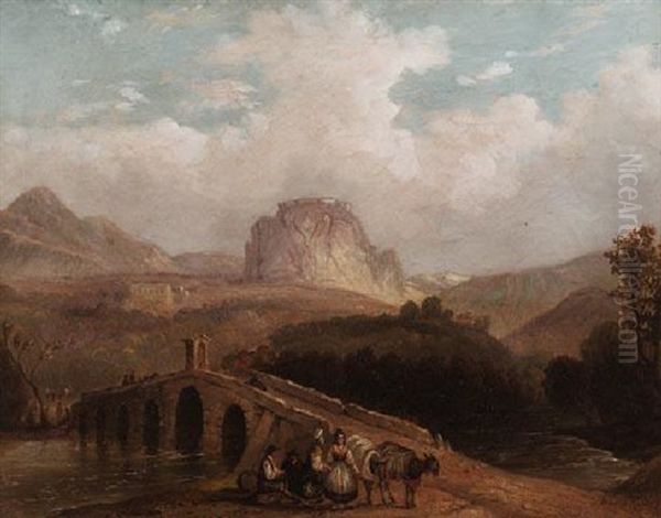 Spanische Berglandschaft Mit Brucke Oil Painting by David Roberts