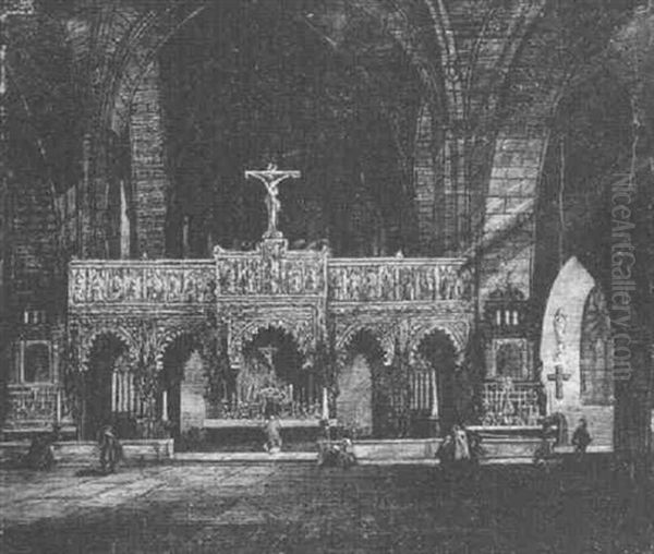 Der Dom Von Munster - Innenraum Oil Painting by David Roberts