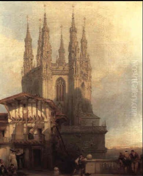 The Entrance To The North Transept, Burgos Cathedral Oil Painting by David Roberts