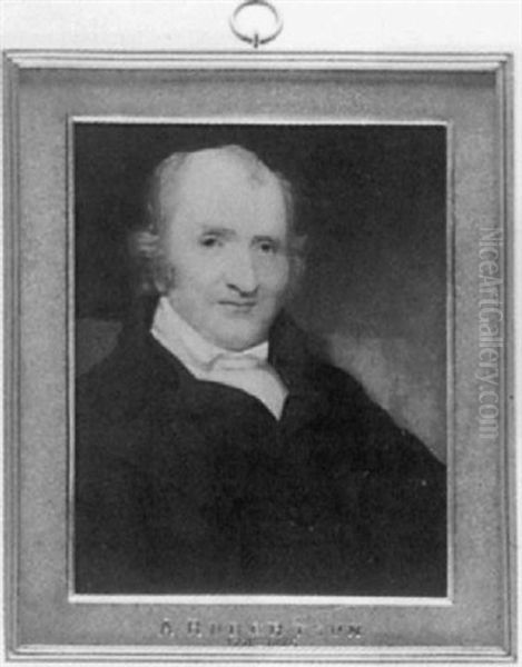 A Gentleman, Seated, In Black Coat, Waistcoat And White Shirt Oil Painting by Andrew Robertson