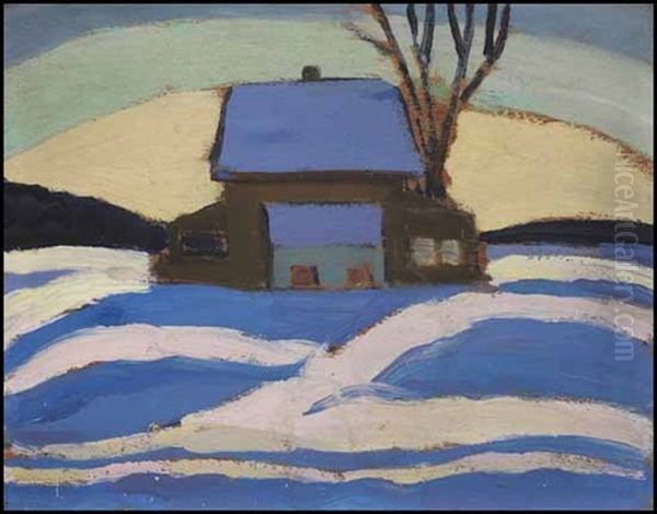 The Barn In Winter Oil Painting by Sarah Margaret A. Robertson