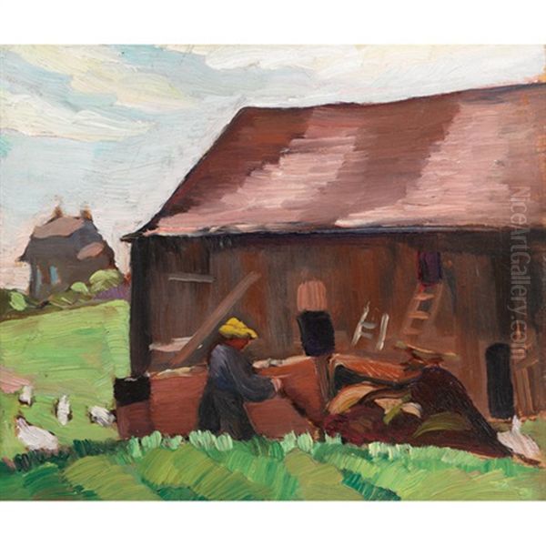 Barns Oil Painting by Sarah Margaret A. Robertson