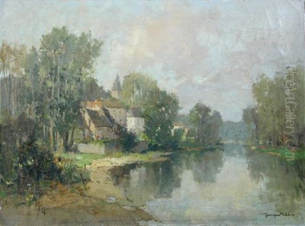 French Country Landscape Oil Painting by Georges Charles Robin