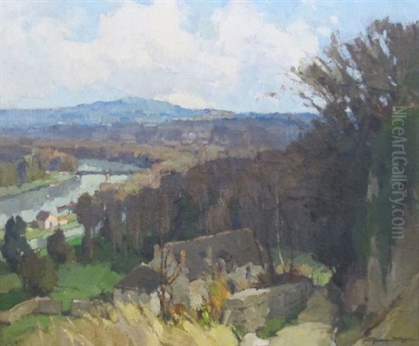 Vallee De La Seine, Vue Des Hauteurs De Louveciennes Oil Painting by Georges Charles Robin