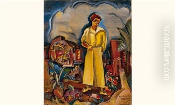 Marin Devant Un Port Oil Painting by Alexander Robinson