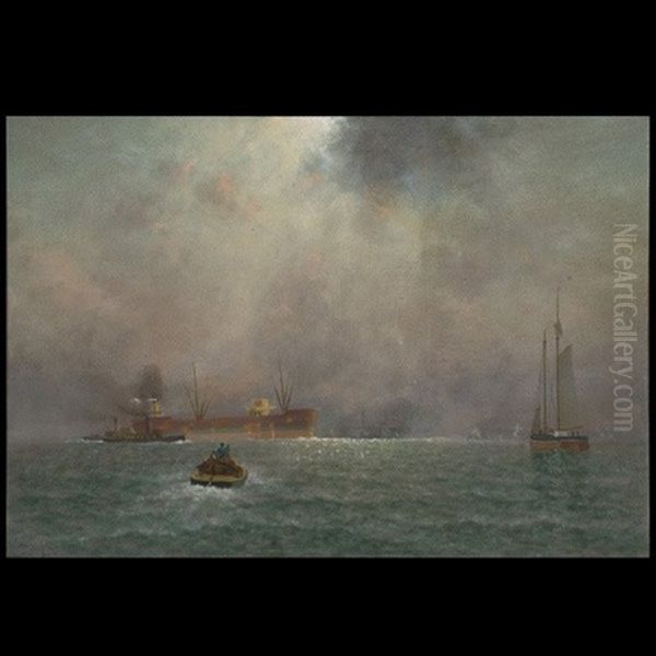 Foggy Morning On San Francisco Bay Oil Painting by Charles Dorman Robinson