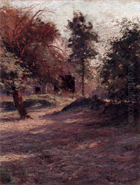 Wooded Landscape With House Oil Painting by Hal Robinson