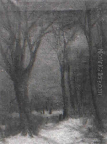 Winter Evening Oil Painting by Hal Robinson